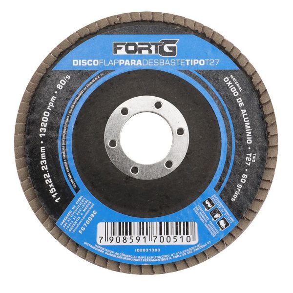 Disco Flap Abrasivo de Alumínio para Desbaste 4.1/2' 115x22,23mm Grão 60 FORTGPRO-FG7009C