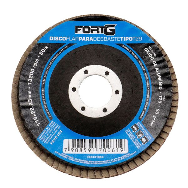 Disco Flap de Alumínio para Desbaste tipo T29 115x22,23mm Grão 60 FORTGPRO-FG7019C
