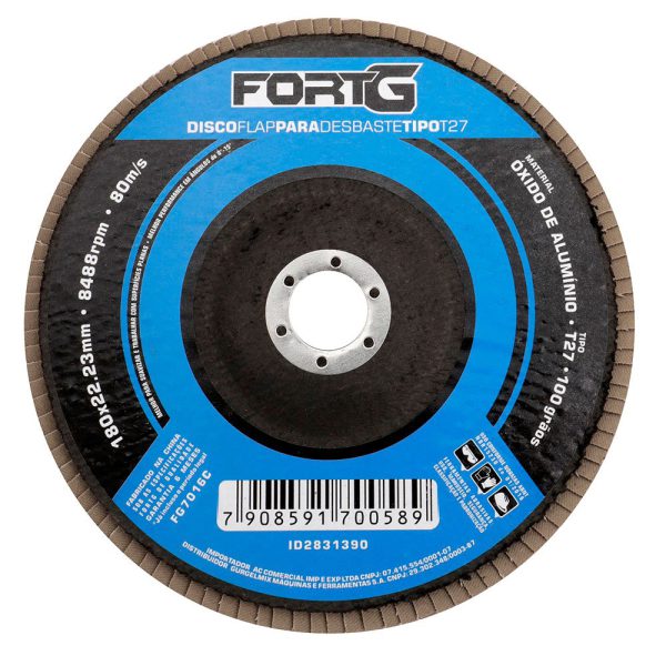 Disco Flap Abrasivo de Alumínio para Desbaste tipo T27 7' 180x22,23mm Grão 100 FORTGPRO-FG7016C