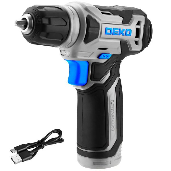Parafusadeira Furadeira 3/8 Pol. 12Nm com Bateria Lítio Ion 8V e Cabo USB sem Carregador DEKO-DKCD08XL01