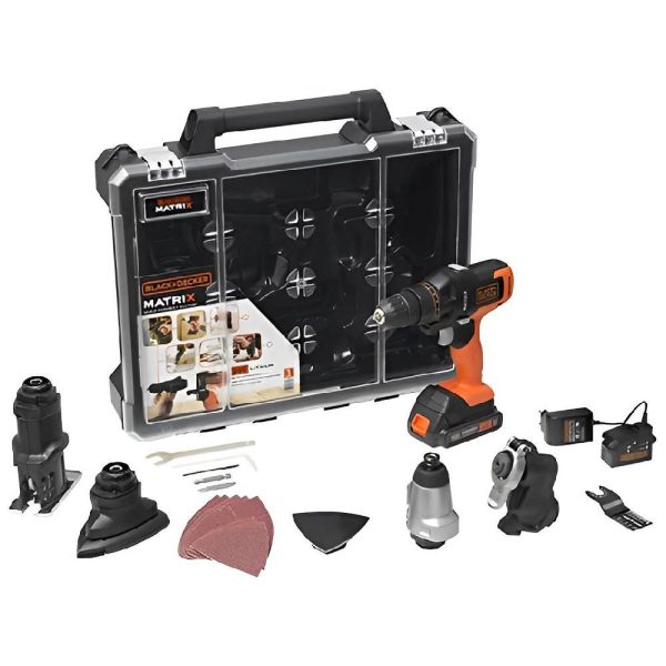 Jogo Ferramenta Sem Fio 20V Max com 6 Cabeçotes Intercambiáveis e Maleta BLACK+DECKER-MTX20K6A-BR