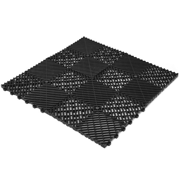Piso Modular Automotivo Preto Estrado 30x30cm e Vestiário com 33 Peças VITÓRIA-RÉGIA-PRETOKIT33