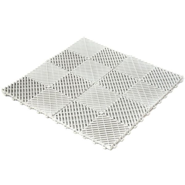 Piso Modular Automotivo Branco Estrado 30x30cm e Vestiário com 33 Peças VITÓRIA-RÉGIA-BRANCOKIT33