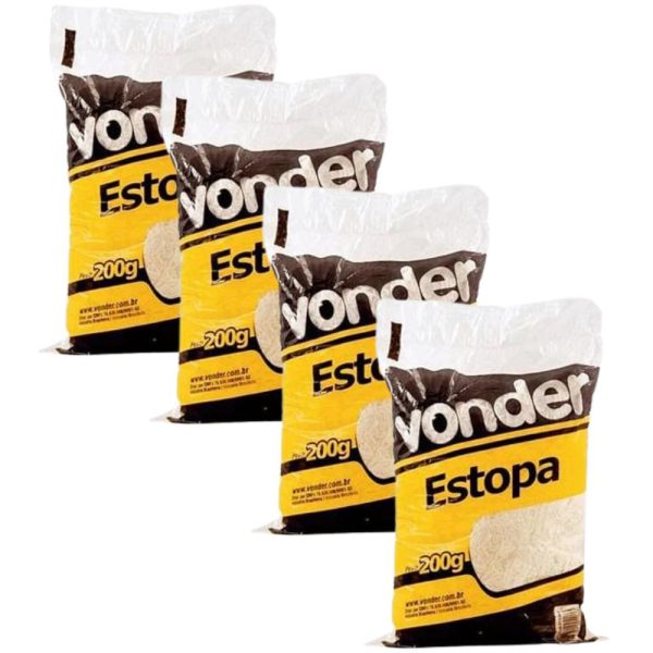 Kit com 4 Estopas Branca Para Polimento 200g VONDER-5701