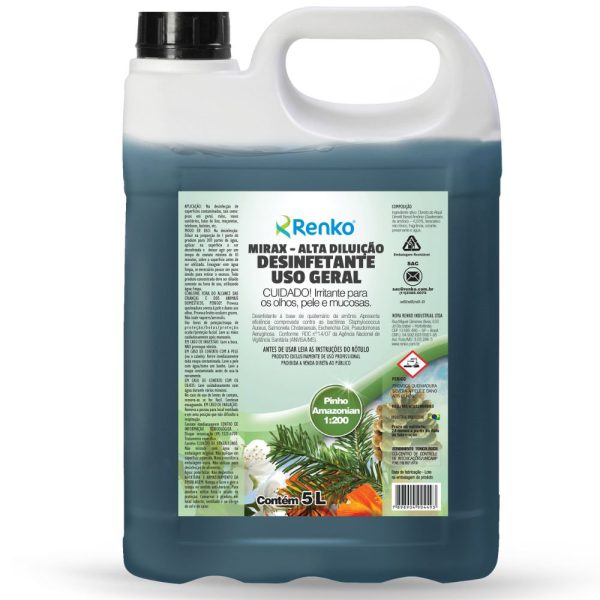 Mirax Desinfetante Alta Diluição Pinho Amazonian 5 Litros RENKO-MADPCX