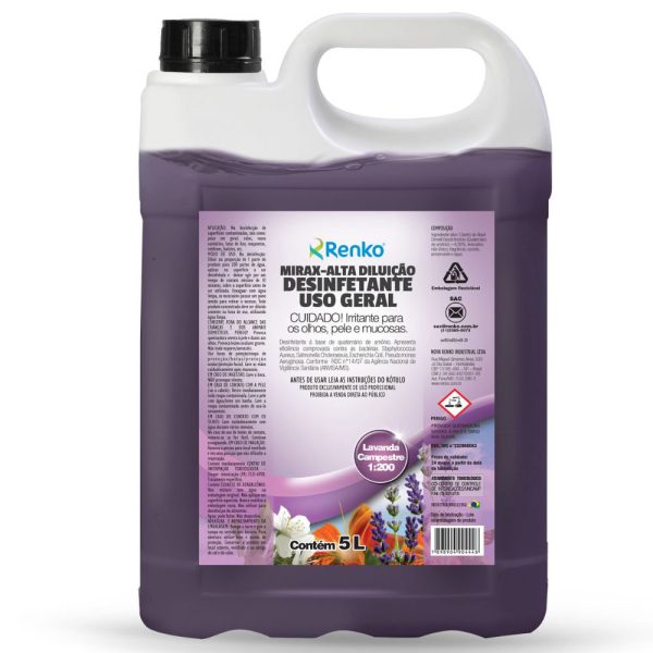 Mirax Desinfetante Alta Diluição Lavanda Campestre 5 Litros RENKO-MADLCX