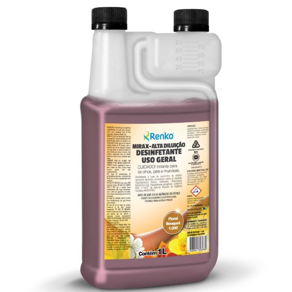Mirax Desinfetante Alta Diluição Floral Bouquet 1 Litro com Dosador RENKO-MADFDX