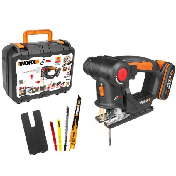 Serra 2 em 1 Tico-Tico e Sabre à Bateria 20V com Maleta WORX-WX550