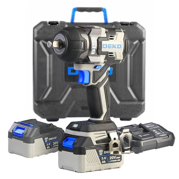 Chave de Impacto a Bateria Brushless 1/2" 800Nm 20V High Torque com 2 Baterias 3Ah e Maleta DEKO-DKBW20XP01-S4