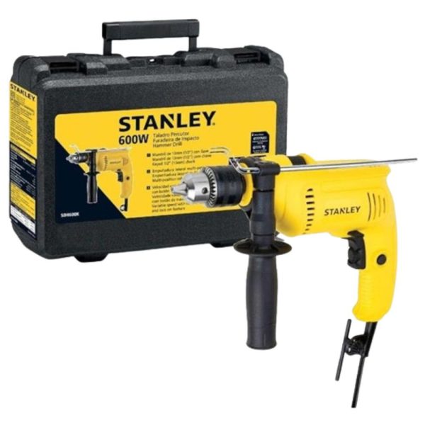 Furadeira de Impacto Vel. Variável e Reversível 1/2Pol. 600W 220V com Maleta e Acessórios STANLEY-SDH600KB