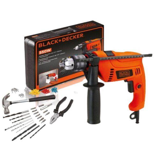 Kit Furadeira de Impacto 1/2 Pol. 13mm 550W 110V com Maleta e 82 Acessórios BLACK+DECKER-HD555K88