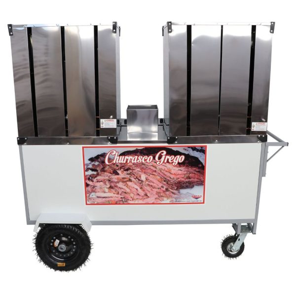 Carrinho Churrasco Grego BL38P-GS 2 Espetos Manuais com Rodas e Guarda Sol CEFAZ-BL38P/GS