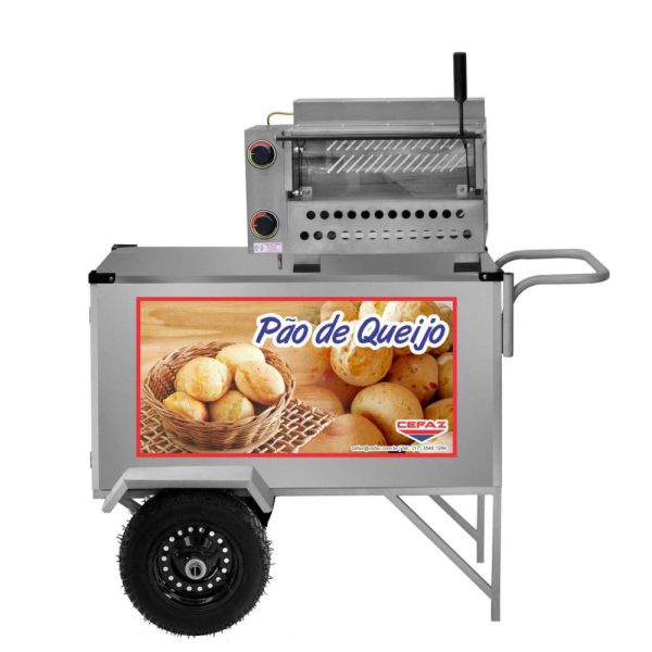 Carrinho de Pão de Queijo L39P/GS com Rodas e Guarda Sol CEFAZ-L39P/GS