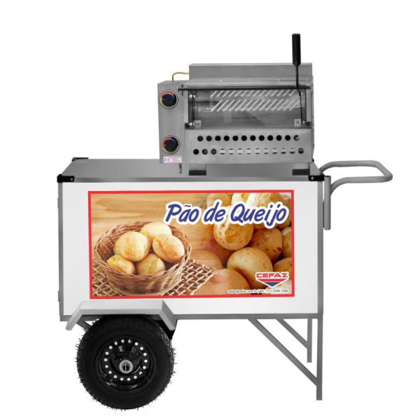 Carrinho de Pão de Queijo Branco BL39P/T com Rodas e Toldo CEFAZ-BL39P/T