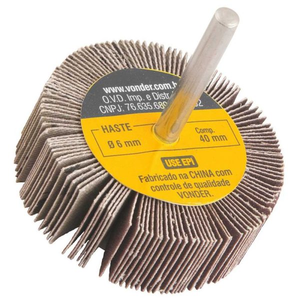 Roda de Lixa com Haste 60mm x 20mm Grão 220 Óxido de Alumínio VONDER-1271602220