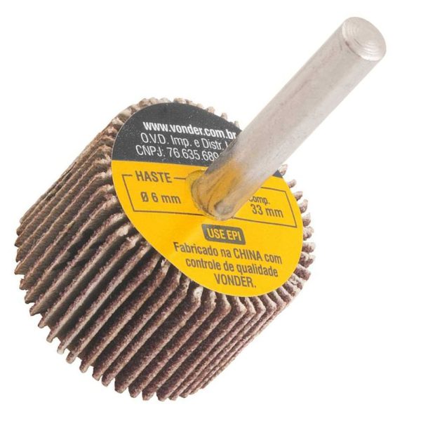 Roda de Lixa Grão 80 30 x 20 mm com Haste 1/4 Pol.. VONDER-1271302080