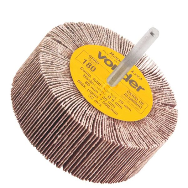 Roda de Lixa com Haste 80mm x 30mm Grão 180 VONDER-1271802180