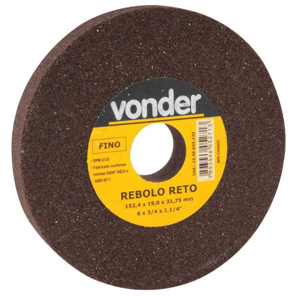 Rebolo Reto 6 Pol. x 3/4 Pol. Grão Fino 60 Marrom VONDER-1249634120