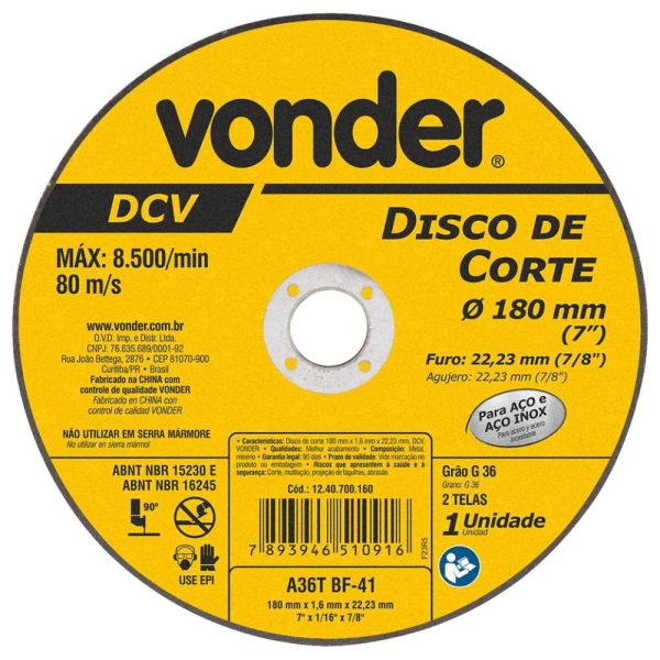 Disco de Corte Fino G 36 7 Pol. VONDER-1240700160