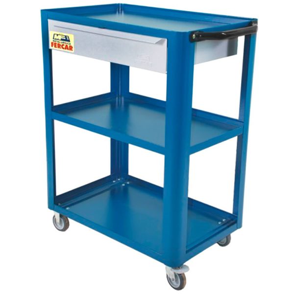 Carrinho para Ferramentas Aberto com 03 Prateleiras Azul CS-02 FERCAR-75