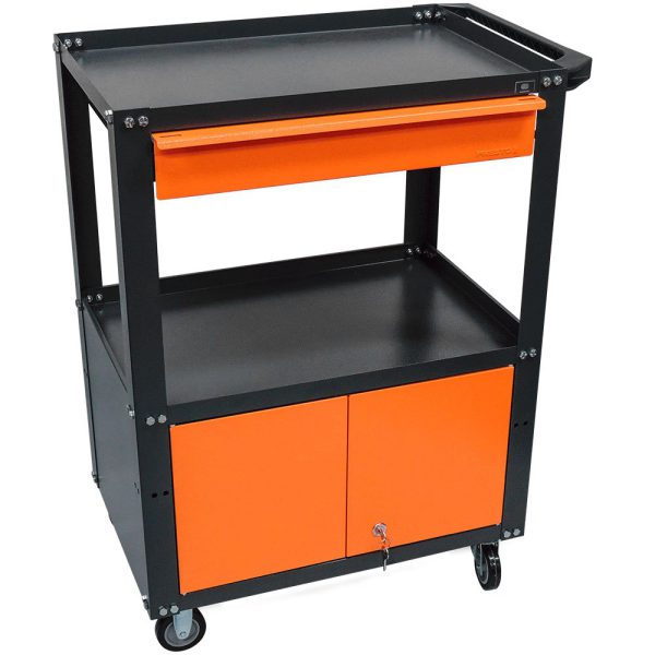 Carrinho para Ferramentas Semi Fechado Preto/Laranja PRESTO-91003