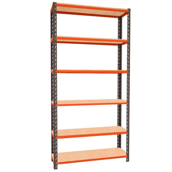 Estante Monta Carga 300x1950 com 6 Prat MDP Grafite/Laranja PRESTO-40300