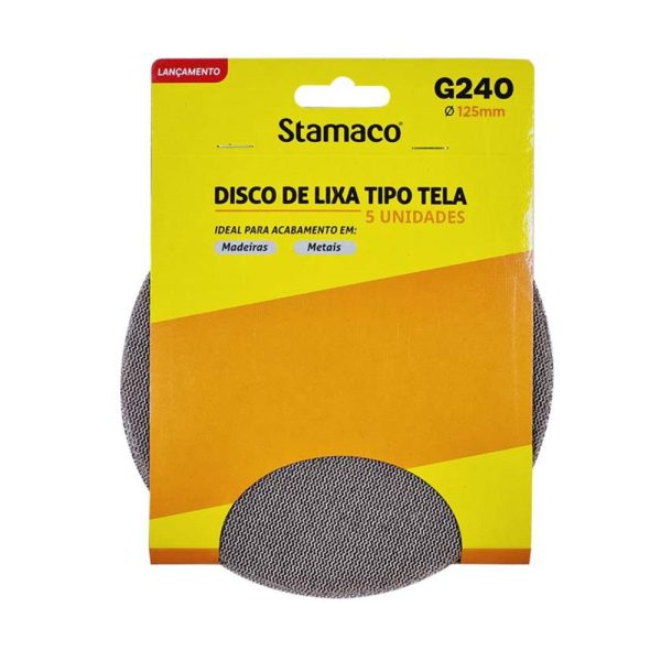 Lixa Tipo Tela 125mm Grão 240 5 Unidades STAMACO-10326