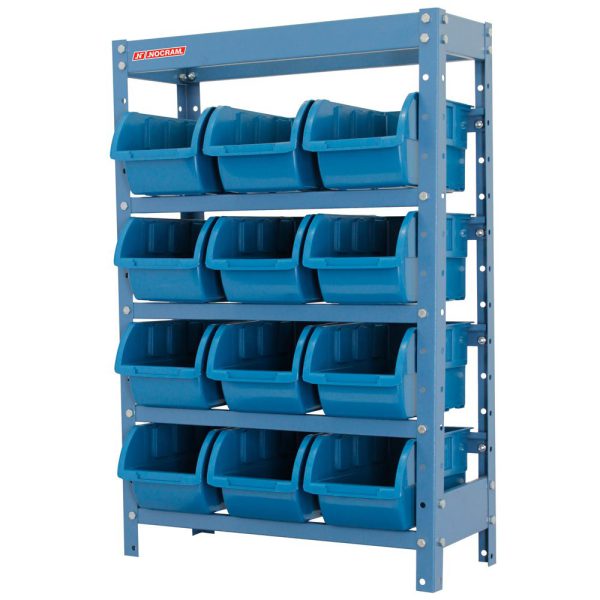 Estante Porta Componentes Azul com 12 Caixas Nr. 5 NOCRAM-NE125A