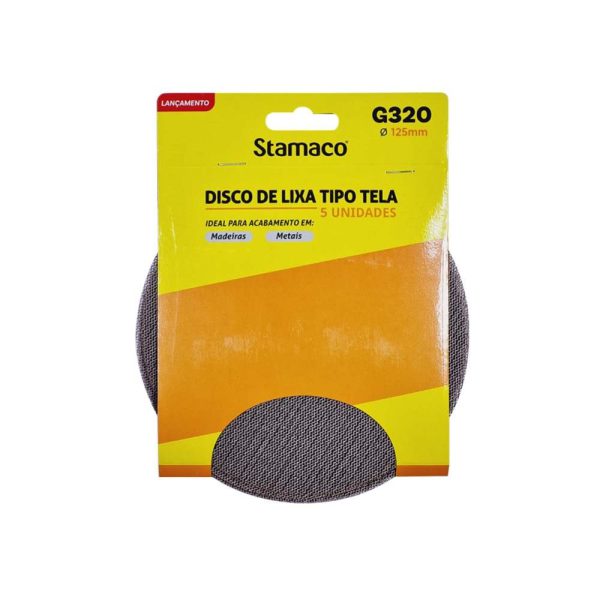 Disco de Lixa 125mm Grão 320 com Velcro 5 Unidades STAMACO-10500