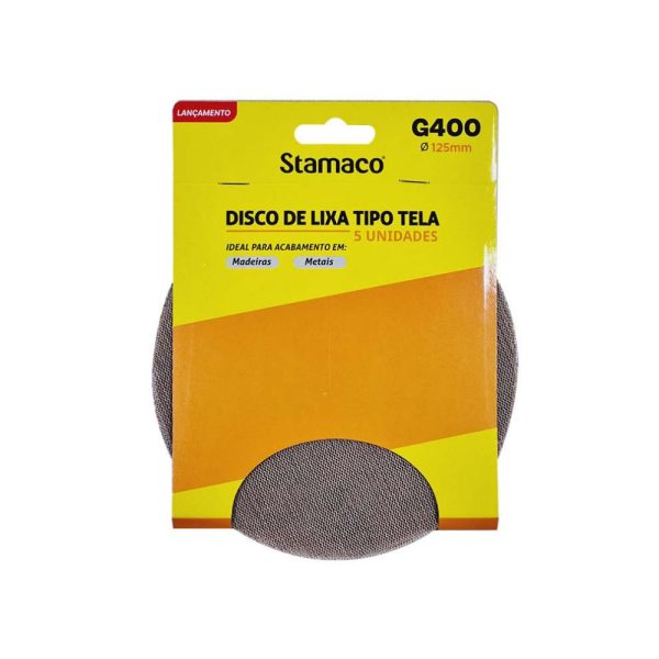 Disco de Lixa 125mm Grão 400 com Velcro 5 unidades STAMACO-10517