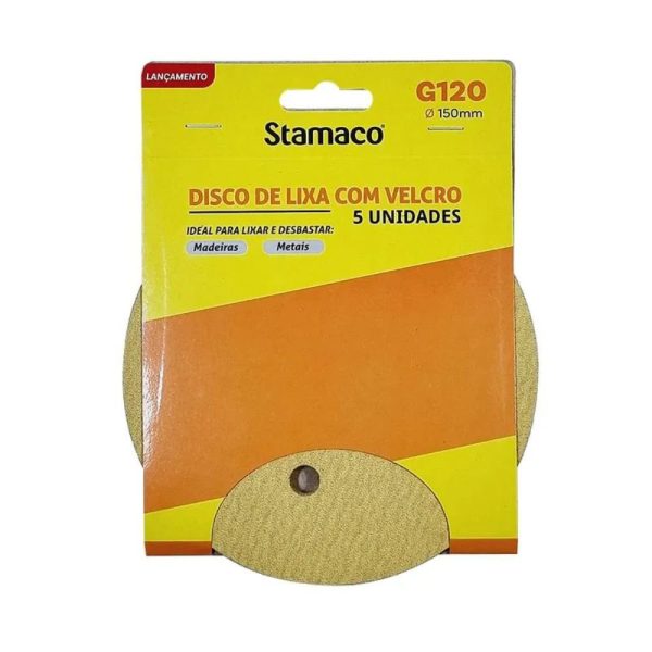 Lixa Com Velcro 150mm Grão 120 5 Unidades STAMACO-10562