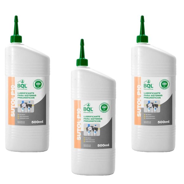 Kit com 3 Óleos Lubrificante Sutol P10 500ml para Sistemas Pneumáticos BIOLUB-K7684
