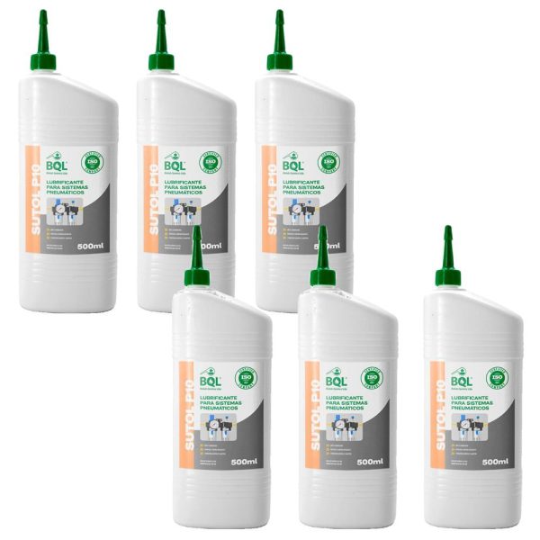 Kit com 6 Óleos Lubrificantes Sutol P10 500ml para Sistemas Pneumáticos BIOLUB-K7688