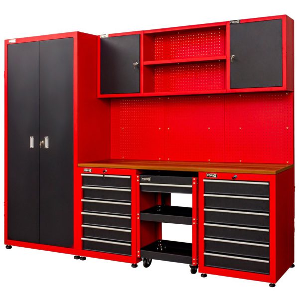 Armários para Oficina Modulados de Parede com Balcão e Acessórios FORTGPRO-FG6010S