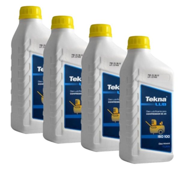 Kit com 4 Óleos Lubrificante Mineral para Compressores de Ar SAE 100 1000ML 1 Litro TEKNA-K7934