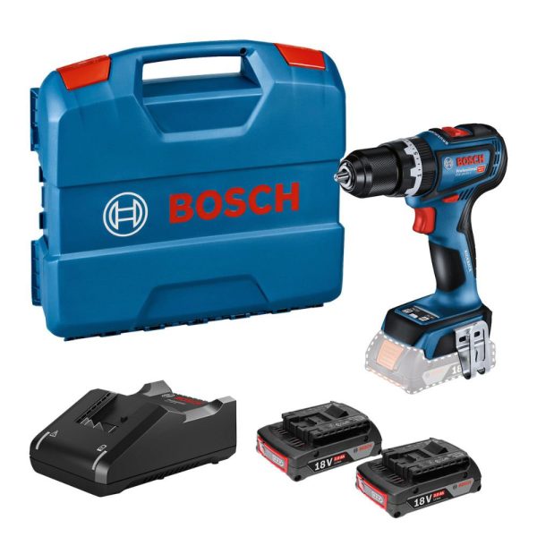 Parafusadeira e Furadeira de Impacto 1/2Pol. 18V Brushless com 2 Baterias 2,0Ah Carregador Bivolt e Maleta GSB 18V-90C BOSCH-06019K61E1-000
