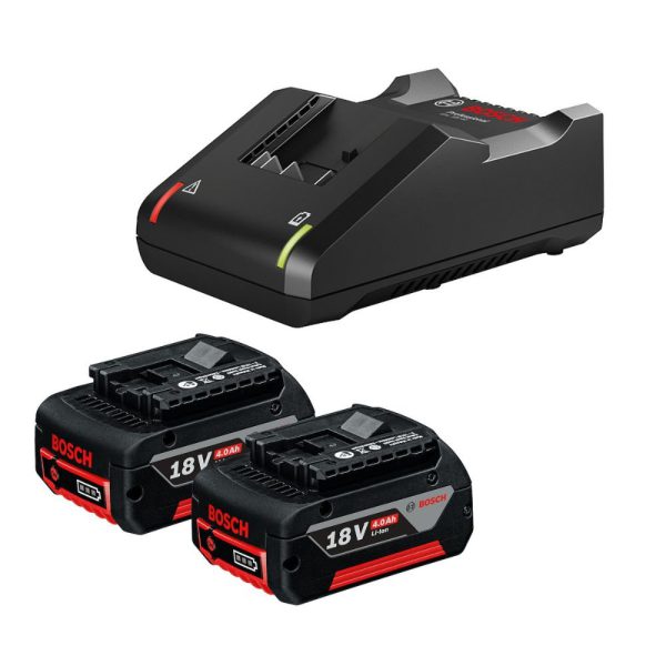 Kit 2 Baterias Íon de Lítio 18V 4,0Ah com Carregador Bivolt BOSCH-1600A02RM8-000