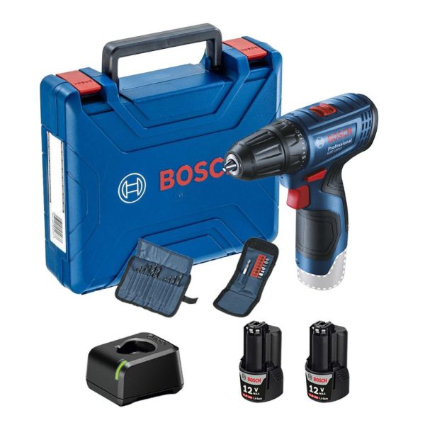 Parafusadeira Furadeira GSR 120- LI 12V com 2 Baterias e Maleta e Acessórios BOSCH-06019G80E2-000