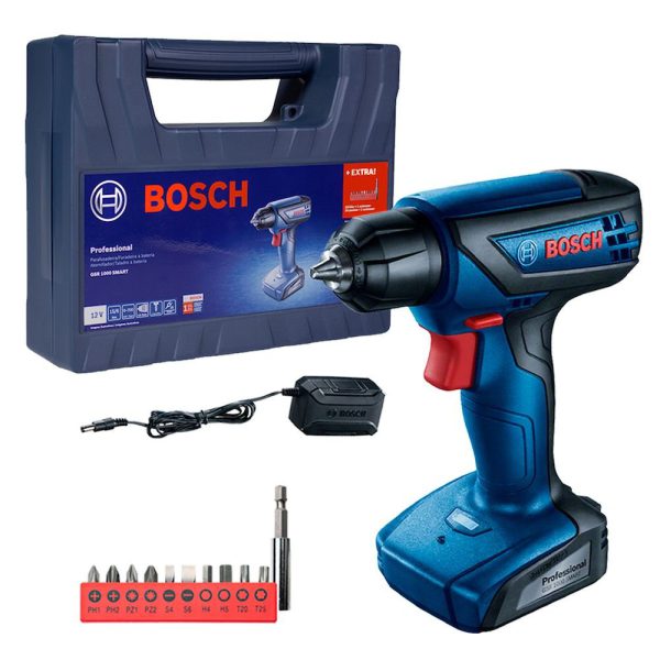 Parafusadeira Furadeira GSR 1000 a Bateria 12V Lítio com Maleta BOSCH-6019F40E3-000