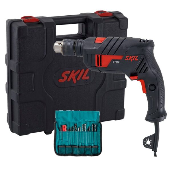 Furadeira de Impacto 23ACC Vel. Variável e Reversível 1/2 Pol. 570W 110V com Maleta e Acessórios SKIL-F0126555A3-000