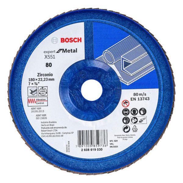 Disco Flap Expert BlueMetal 180mm Grão 80 BOSCH-2608619030