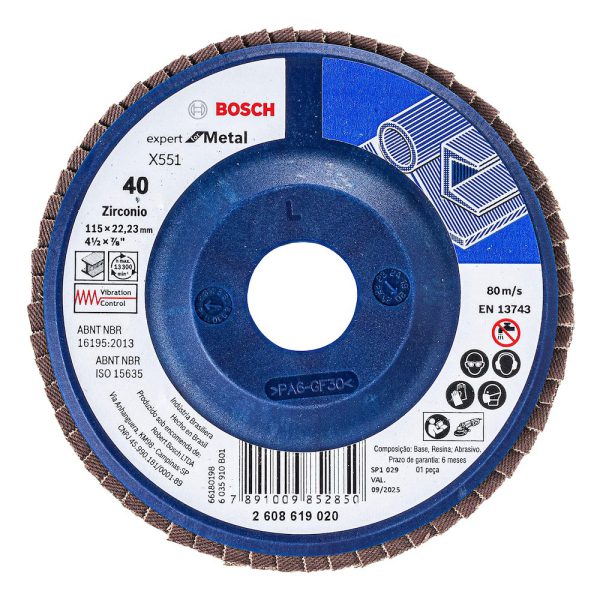 Disco Flap Expert for Metal 115mm Grão 40 BOSCH-2608619020
