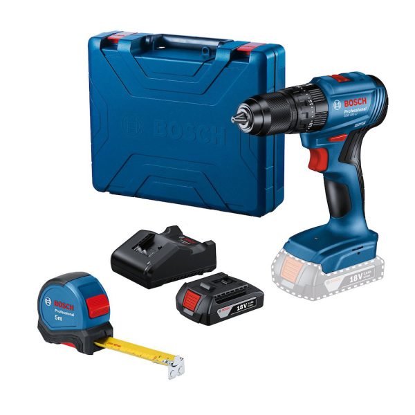 Parafusadeira Furadeira Impacto 1/2Pol. 18V Brushless Bateria 2,0Ah Carregador Maleta e Trena 5m GSB 185-LI BOSCH-0615A00209-000