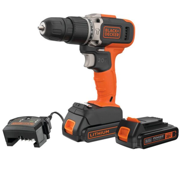 Parafusadeira Furadeira de Impacto 3/8 Pol. 20V com Bateria Max Lí-Íon e Carregador Bivolt BLACK+DECKER-BCD704C1