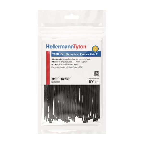 Abraçadeira de Nylon Preta T18R Blister 100x2,5mm com 100 Unidades HELLERMANNTYTON-010114415