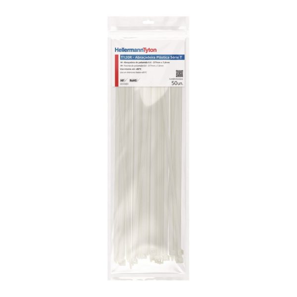 Abraçadeira de Nylon Natural T120R Blister 390x7,6mm com 50 Unidades HELLERMANNTYTON-010114422