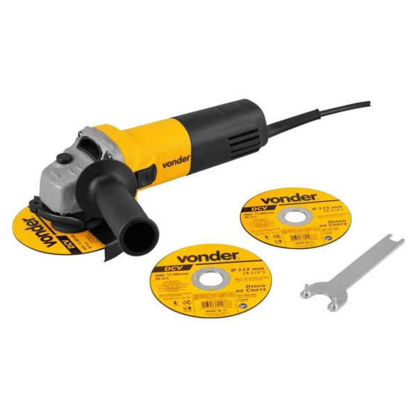 Esmerilhadeira Angular EAV-650 115mm 4.1/2 Pol. 650W 220V com 3 Discos VONDER-6001065127