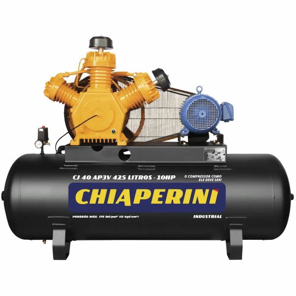 Compressor de Ar 40 Pés 425L 10HP Trifásico Motor Blindado Chiaperini-4CJ40AP3V425L