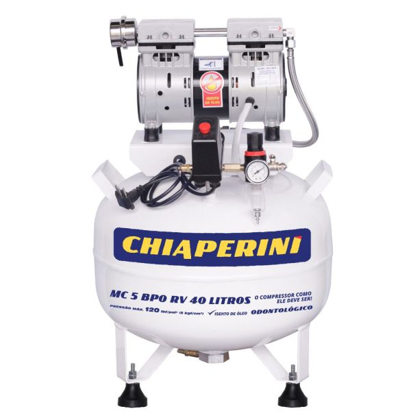 Motocompressor Odontológico BPO Isento de Óleo 5 Pés 40L CHIAPERINI-BPO-RCV