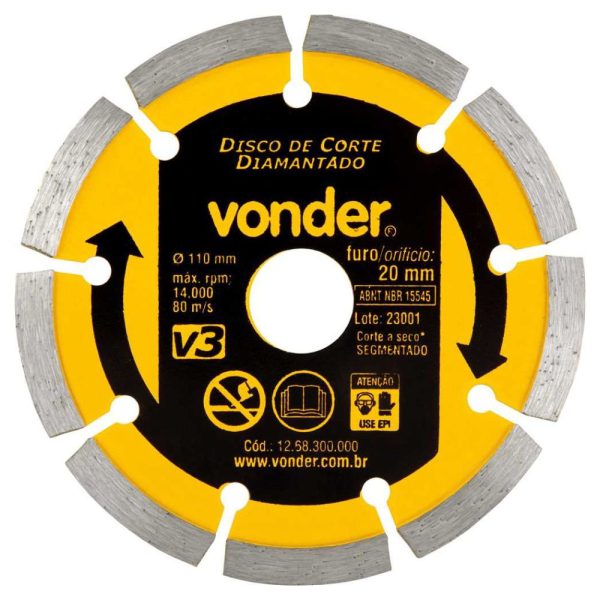 Disco de Corte Diamantado 110mm Segmentado V3 VONDER-1268300000